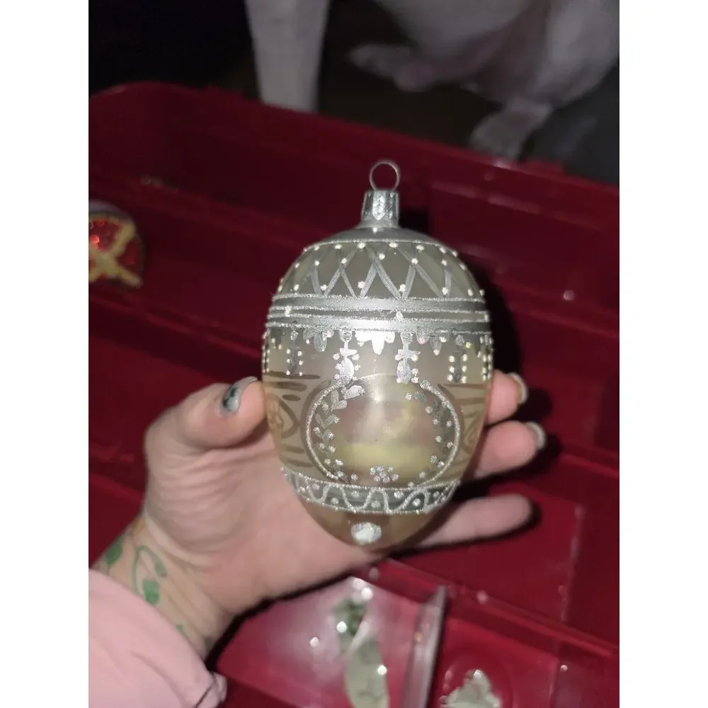 Vintage German Glass Christmas Ornament c1930s–40s Frosted Silvered Germany
